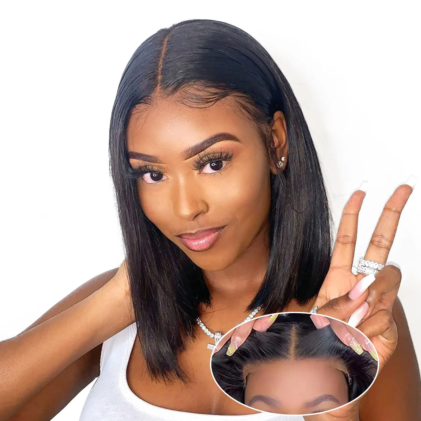 

5x5 bob bone straight transparent 100% glueless preplucked wigs ready to wear Brazilian hd lace frontal human hair wig for women