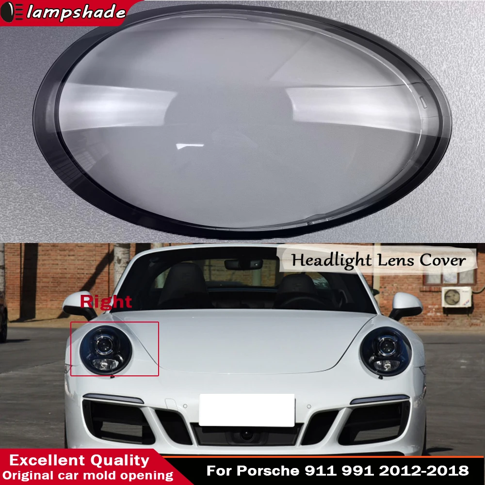

For Porsche 911 991 2012 - 2018 Grey Edge Auto Light Caps Front Headlight Cover Glass Lens Shell Light Caps Lampshade Lamp Shade