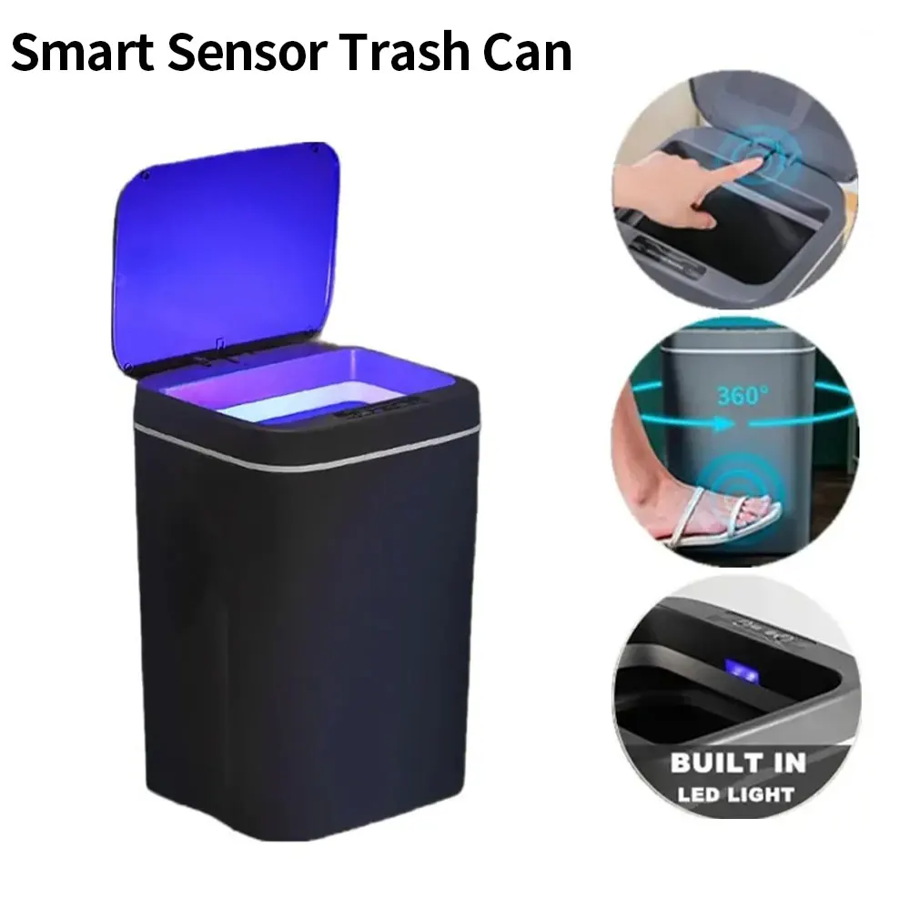 

Automatic Sensor Trash Can Electric Touchless Smart Bin Kitchen Bathroom Waterproof Bucket Garbage With Lid Home Wastebasket 16L