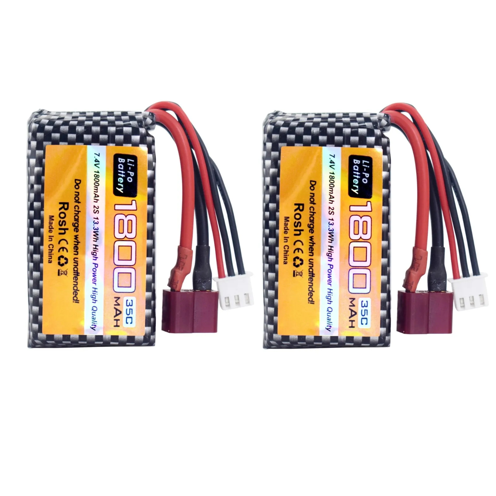 

2PCS 7.4V 35C 1800mAh LiPo Battery For WLTYOS K929-B A959-B 12401 12402 12403 12404 12423 12428 144001 1/18 1/14 1/12 RC Car