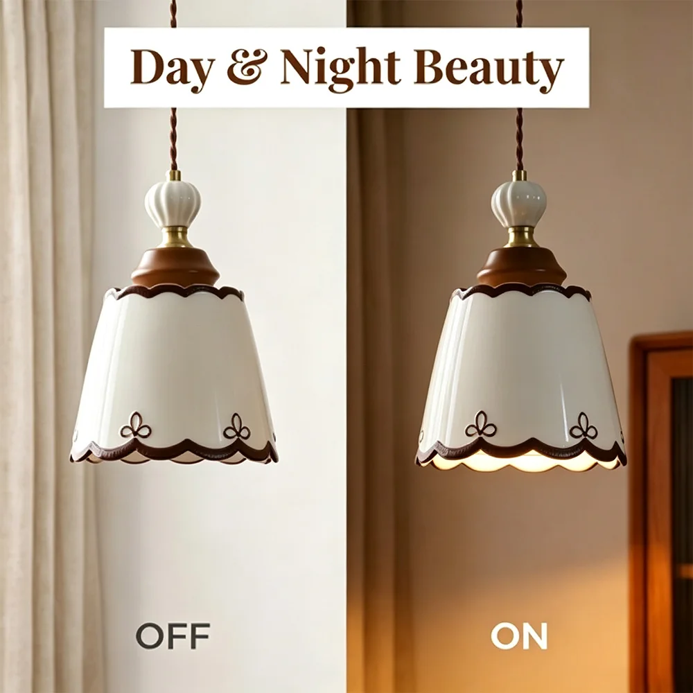 Retro Hand-Painted Ceramic Chandelier, Antique French Restaurant Bedside, Entrance Hall, Guesthouse, Japanese Tea Room Chandelie view 5