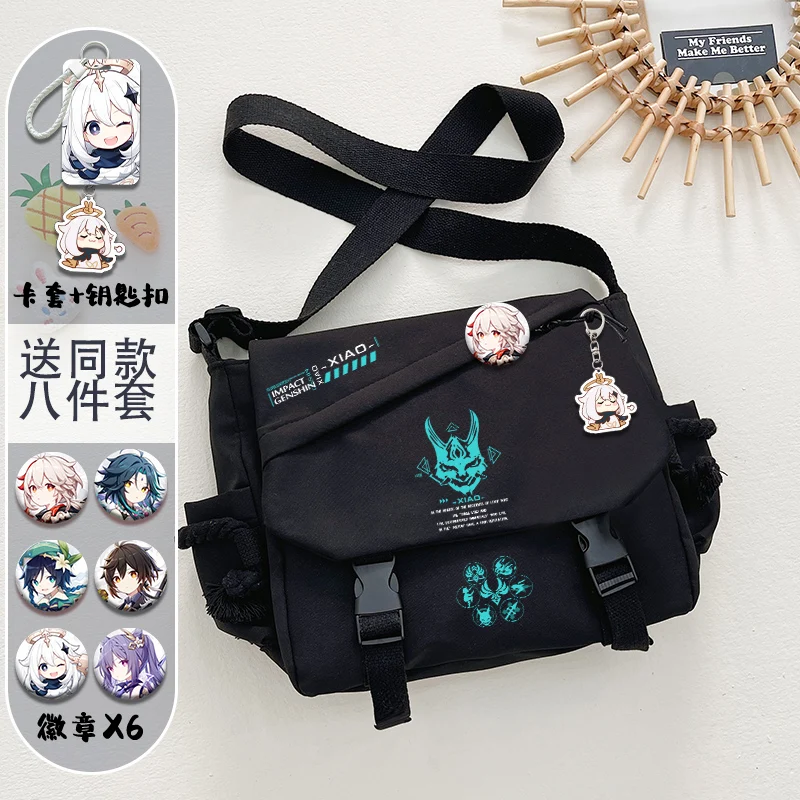 Fashion Genshin Impact ZhongLi Venti Shoulder Bags Anime Genshin Xiao Balck White Backpack School Ancient Student Casual Large