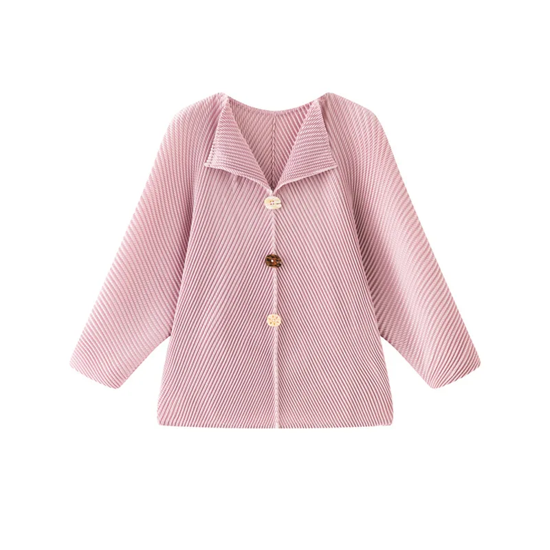 Miyake T-shirt plissé femmes haut 2025 printemps et automne saison col en v ample et élégant Niche à manches courtes T-shirt femmes