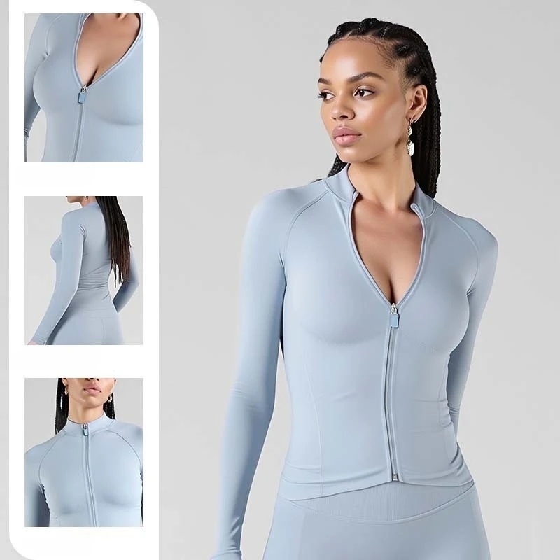 

Women Naked Feel Yoga Jacket Slim Fit Zip up Fitness Gym Shirt Long Sleeve Running Sports Cycling Tops Quick Dry Workout Top