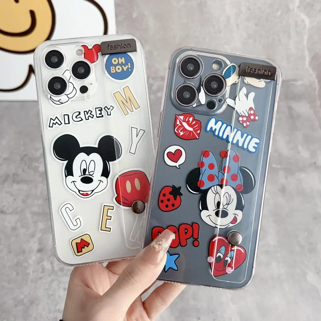 Minnie Mickey untuk Xiaomi Redmi 8 9 10 11 A Note 7 8 9 10 11 12 S Pro casing pemegang tali pergelangan tangan