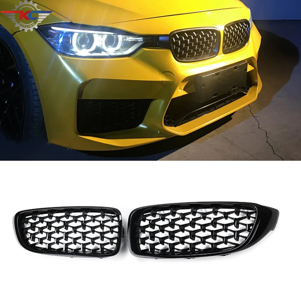 

For BMW 4 Series F32 F33 F36 F80 M3 F82 F83 M4 Front Bumper Grills Glossy Black ABS Grille