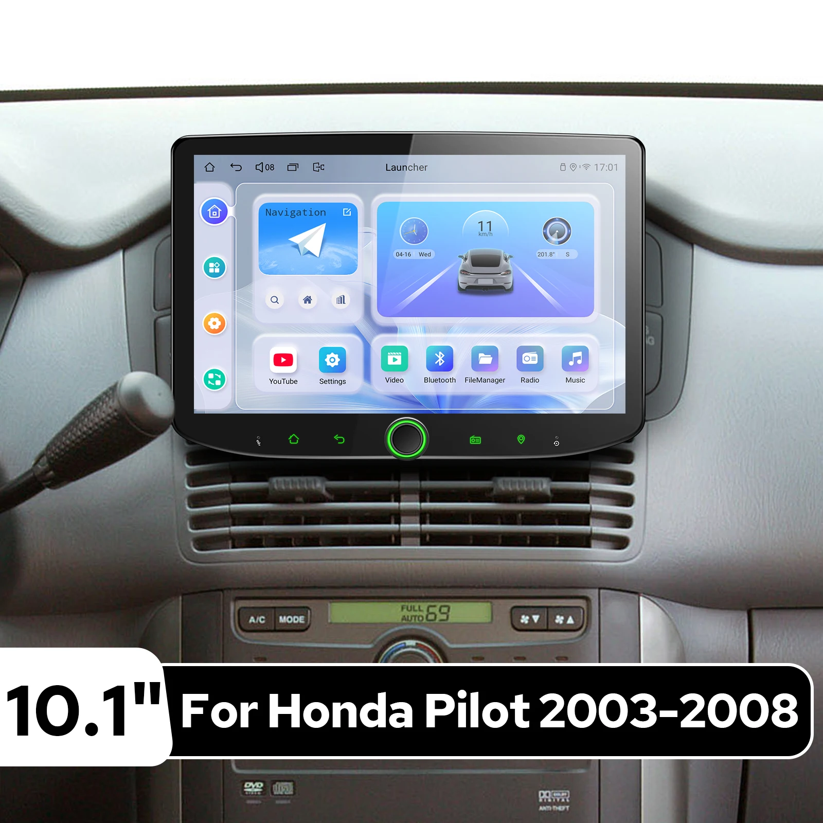 

10.1 Inch Android Car Radio for Honda Pilot 2003-2008 Wireless CarPlay Android Auto 1280×800 TouchScreen Plug&Play Installation