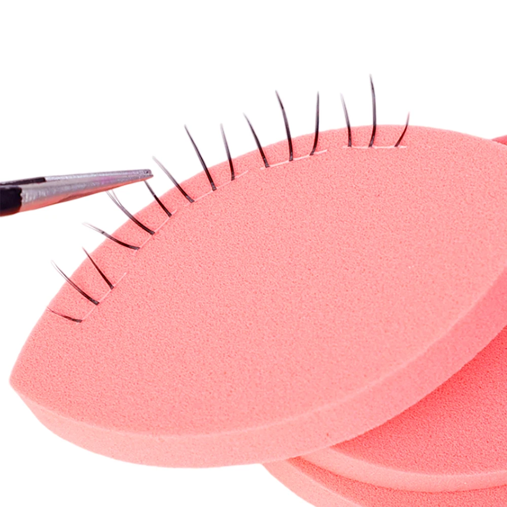 50 Pcs Reusable Practice Eyelash Extension Sponge Pink Makeup Puff Soft Eye Sponge For Eyelash Mapping Beginner Eyelash Artist