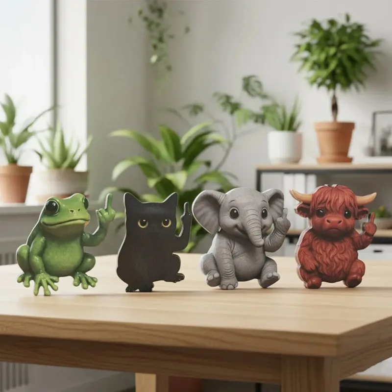 2D مضحك الحيوان العمودي الاصبع الوسطى شقة خشبية ديكور جدران المنزل لتقديم هدية للأصدقاء والأصدقاء الديكور الحرفية