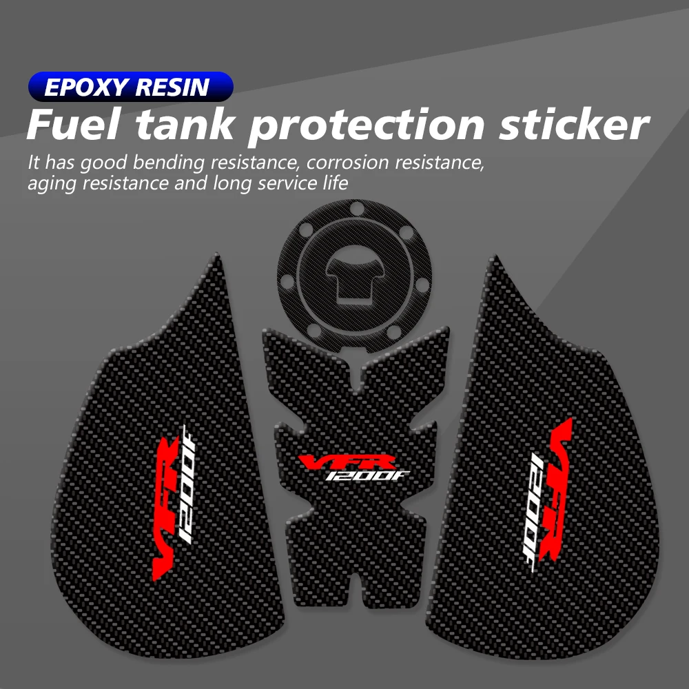 VFR1200F 2022 Motorcycle Tank Pad Decals Stickers Fish Bone Fit For HONDA VFR1200 F VFR 1200 Transparent/Carbon Fiber Texture