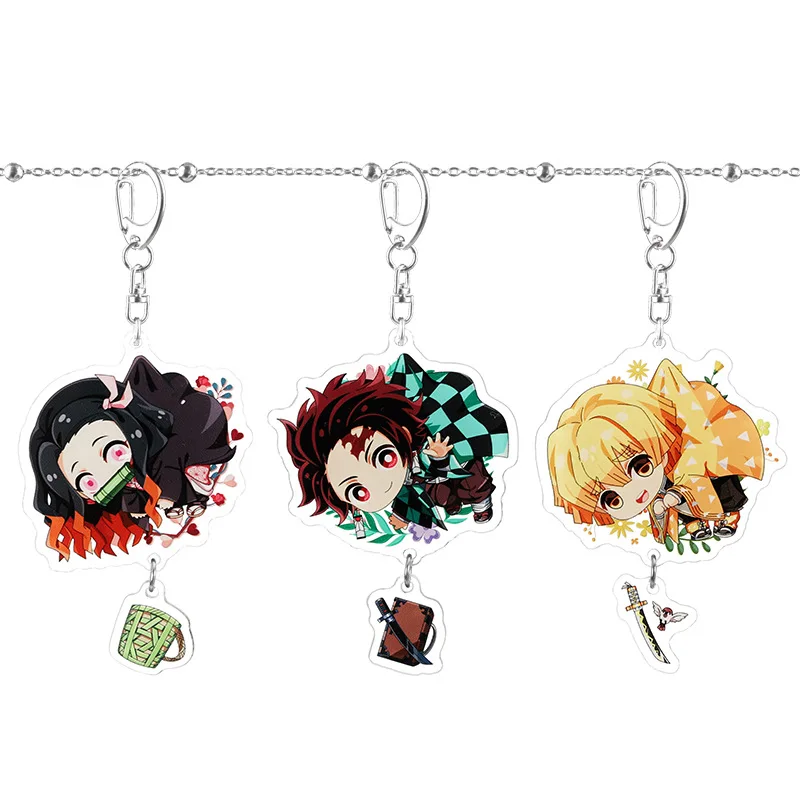 Demon Slayer Kimetsu No Yaiba Keychains Double-sided Keychain Cosplay Acrylic Pendant Hanging Ornament