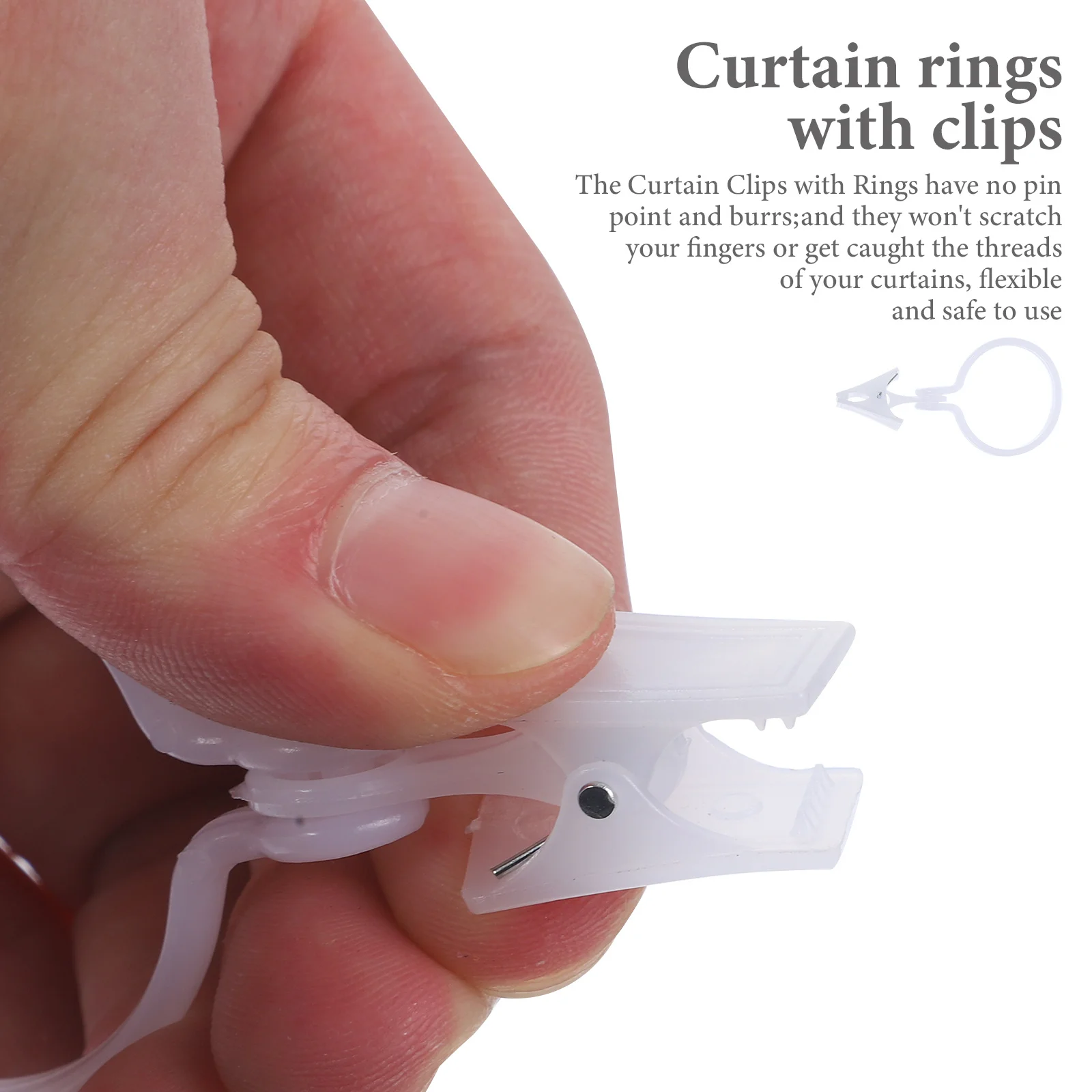 

80Pcs Curtain Rings Clips Drapery Hangers Shower Rod Rings Easy Slide Home Window Curtain Accessories