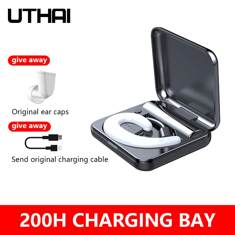 UTHAI-auriculares inalámbricos TWS 5,0, cascos por encima de la oreja con conducción ósea, compatibles con Bluetooth, modo de espera largo, impermeables IPX5