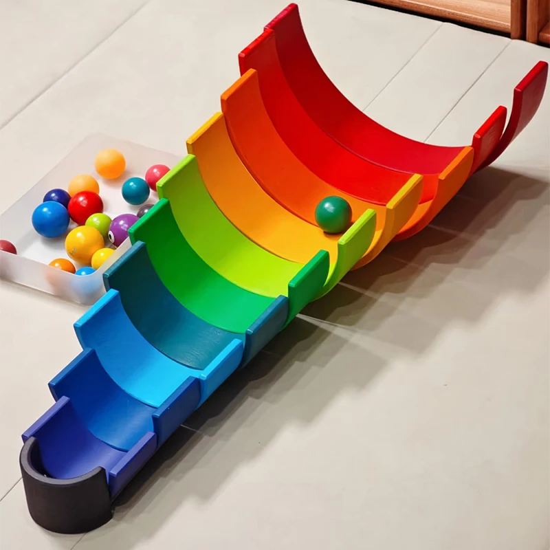 Wooden Rainbow Block Colorful Stacking Building Block Children Open-shaped creative building blocks Montessori Educational Toy - view 5