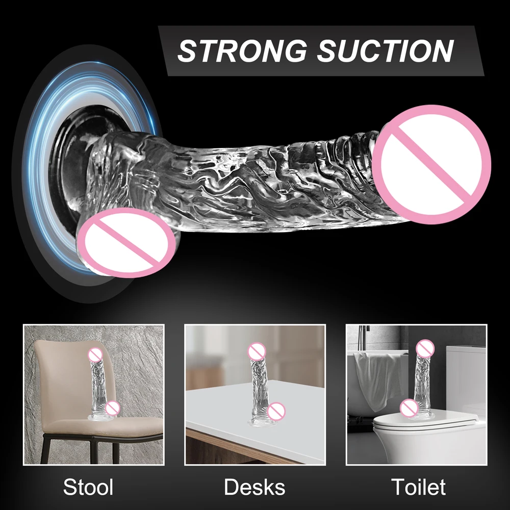 Transparent Realistic Penis Dildo Soft Crystal Jelly Dildos Strong Suction Cup Fake Dick Penis Anal Butt Plug Sex Toys for Women