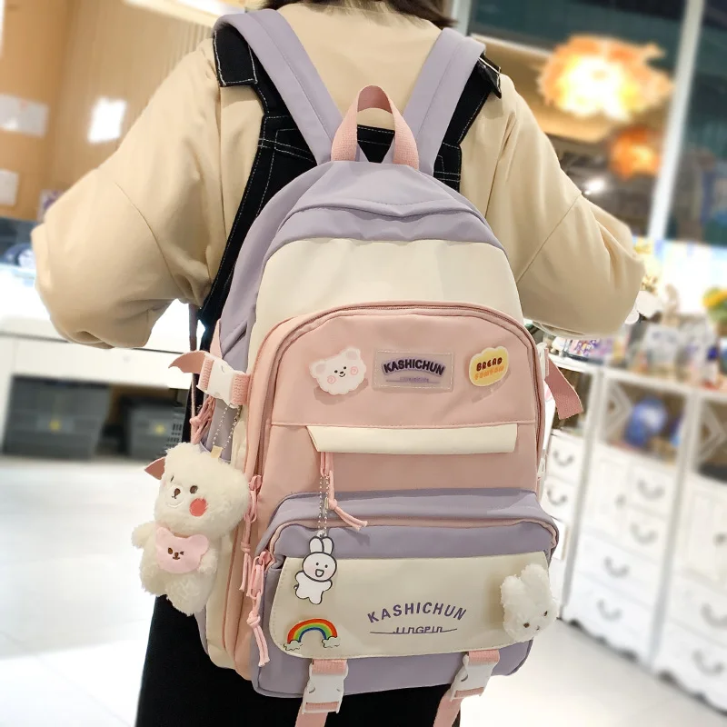 Trendy Lady Laptop Kawaii Waterproof Backpack New Female College Bag Women Harajuku Book Backpack Girl Travel School Bag Fashion