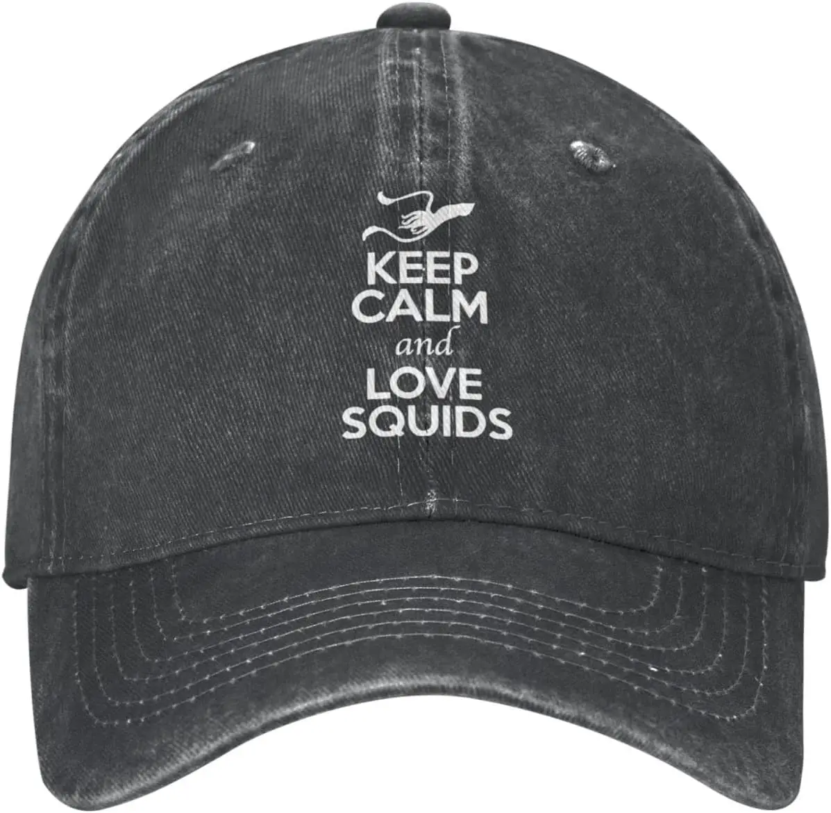 

Keep Calm and Love Squids Animal Lover Unisex Cowboy Hat Baseball Caps Adjustable Sports Golf Denim Casquette Cap