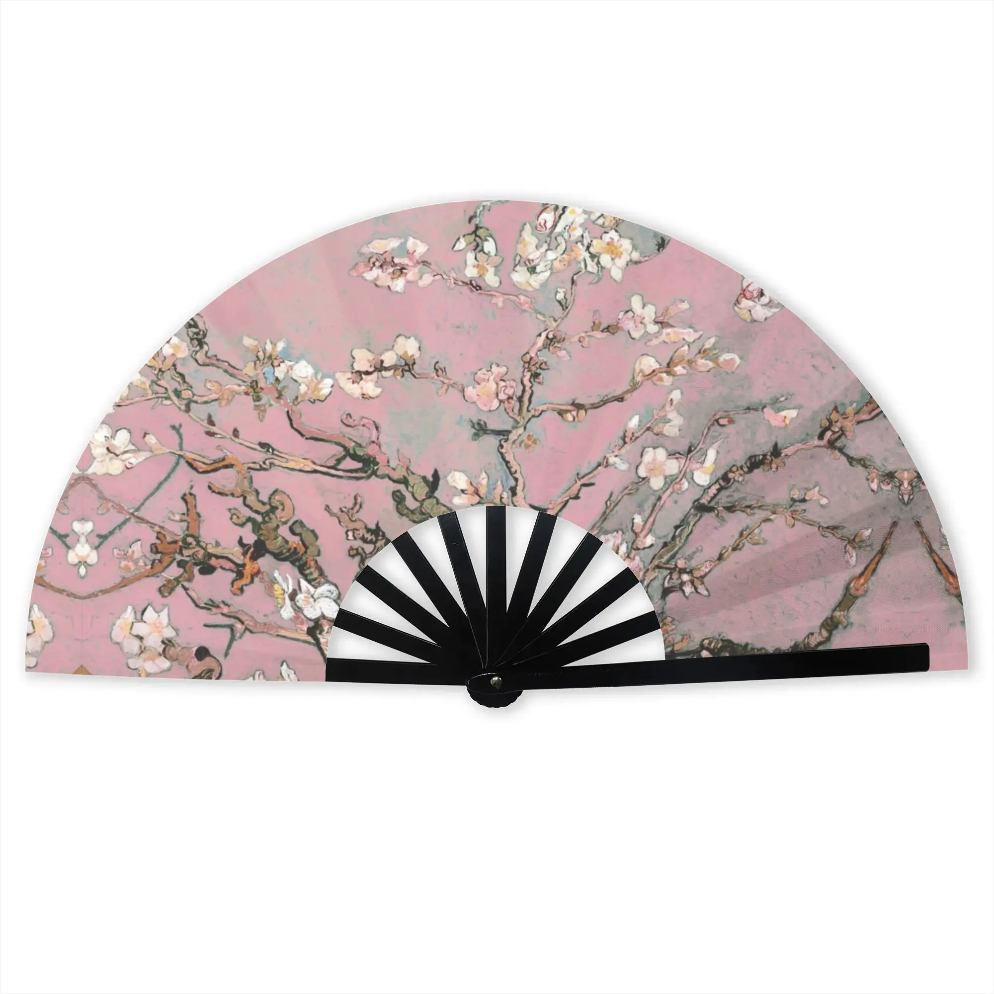 Almond Blossoms By Vincent Van Gogh Portable Pocket Fan Outdoor Almond Tree Folding Fan Chinese Dance Cooling Handheld Fans