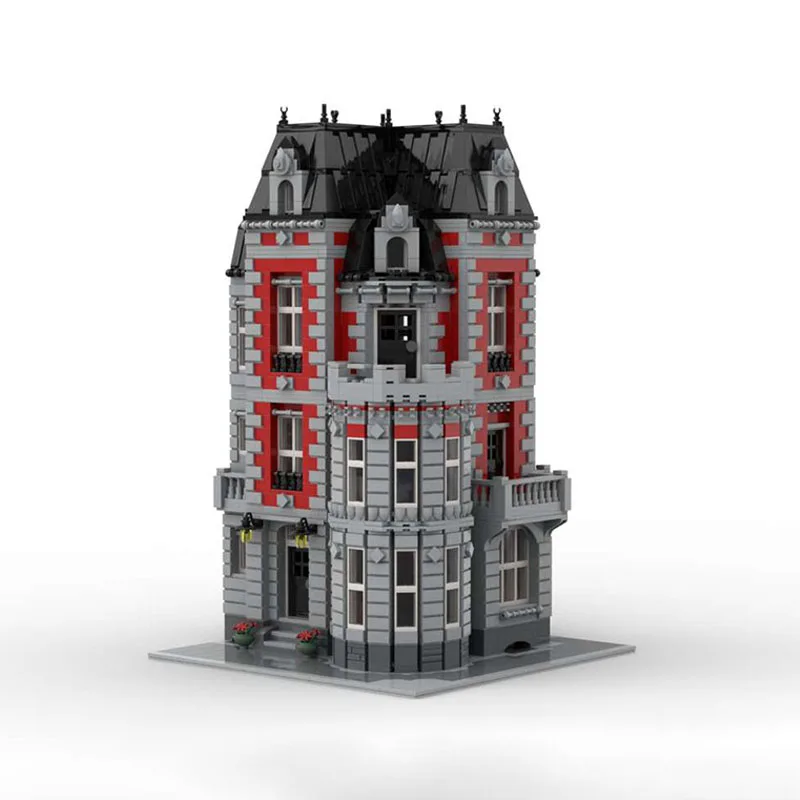 

4007 шт. угловой особняк, модульные MOC, модель DIY, строительные блоки — расширяемая угловая вилла со съемным крылом гаража