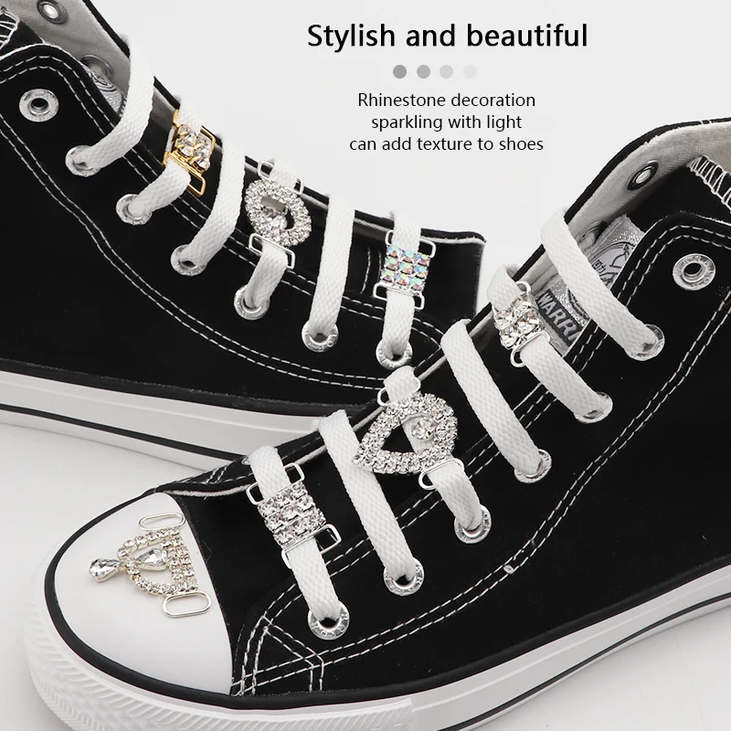 

Luxury Rhinestone AF1 Shoe Charms Colorful Diamond Sneaker Shoe Decoration Fashion Shoelaces Metal Buckles Shoes Accesories 2Pcs