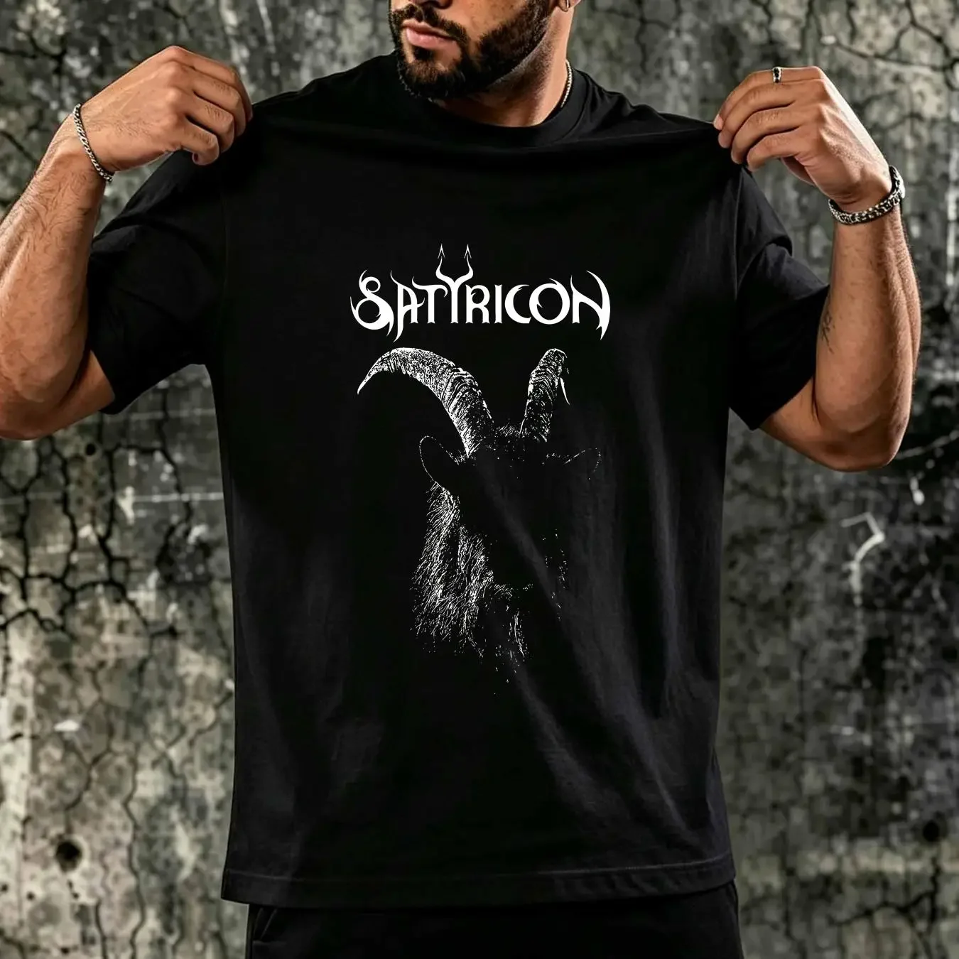 washed T Shirt SATYRICON Band Black Cotton S 4XL NL1607 long or short sleeves vintage Washed Stretched Versatile