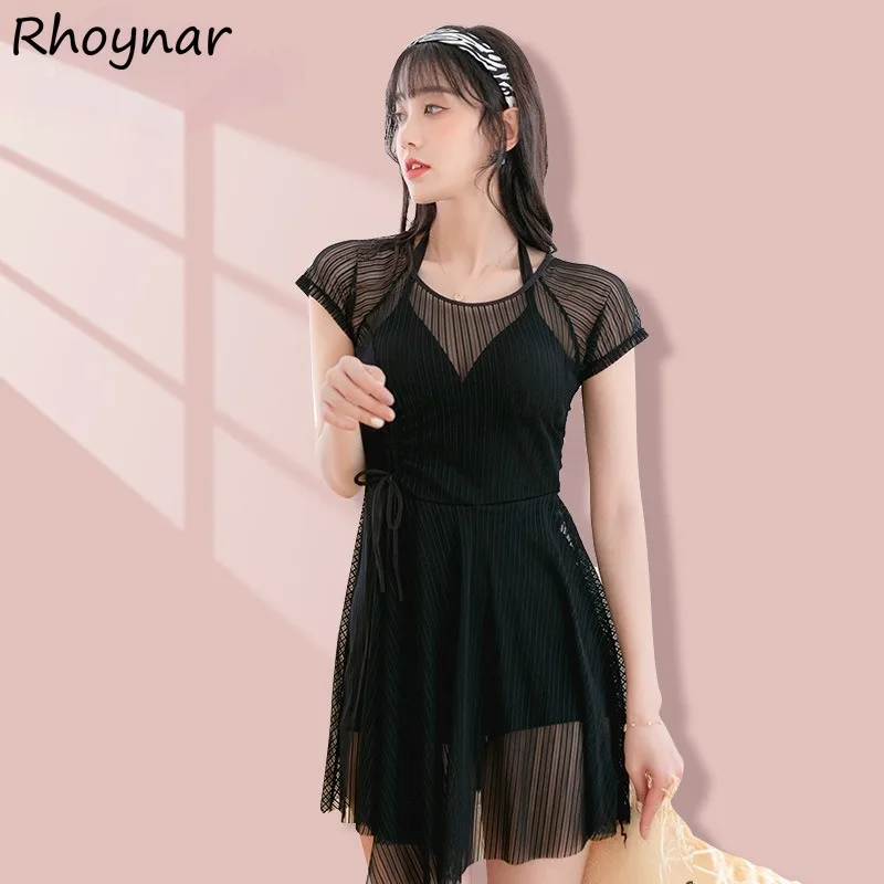 Solid Cover-ups Women Summer Korean Style Fashion Backless Slimming Patchwork Casual All-match Daily Elegant Temperament Trendy