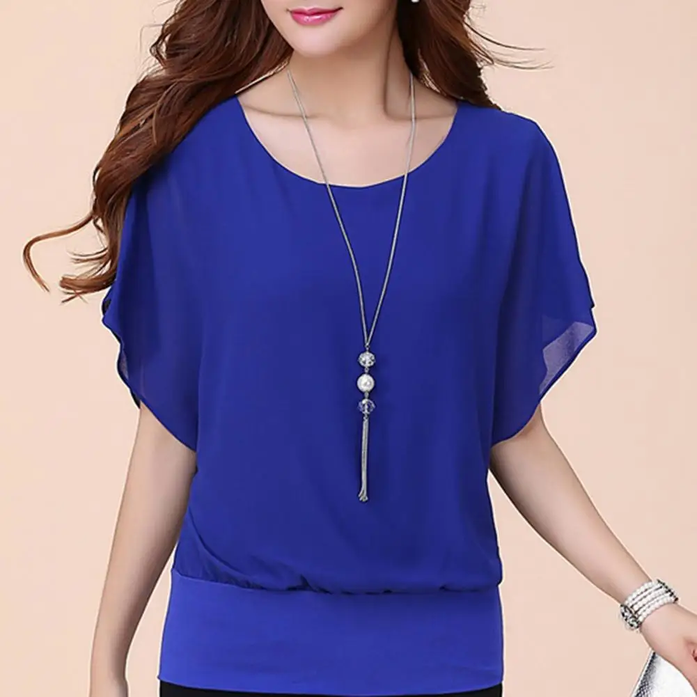 Women Loose Fit Tops Elegant Chiffon Office Tops for Women Stylish Loose Fit Pullover Blouses Summer Workwear Fashion Women