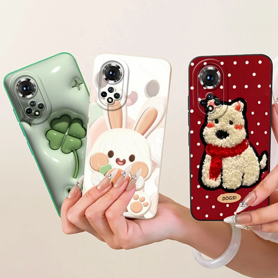 For Honor 50 Pro Case RNA-AN00 Luxury Bow Love Heart Painted Cover Soft Silicone Case For Honor 50 Lite Honor50 Pro Fundas Coque