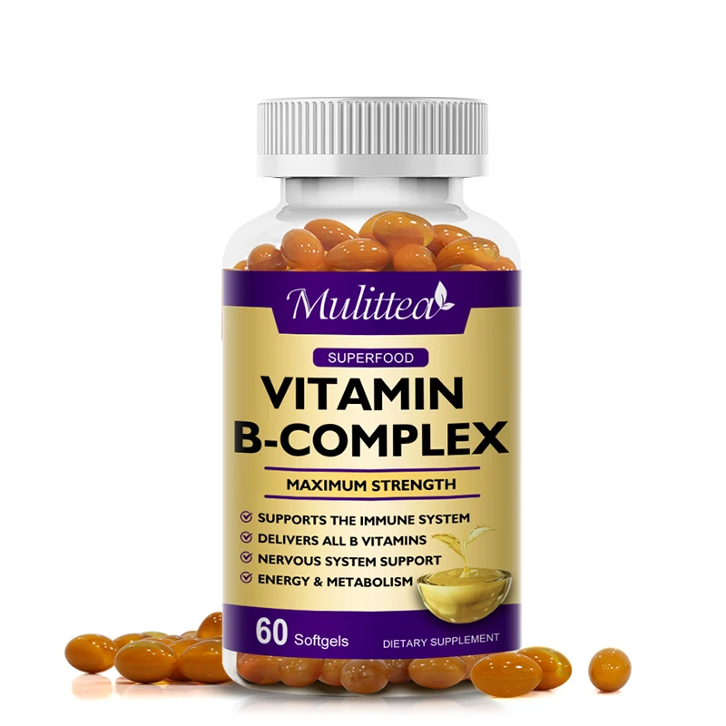 Mulittea Vitamin B Complex Capsules Help Relieve Fatigue Improve Digestion Reduce Stress Better Mood Support Immune Supplement