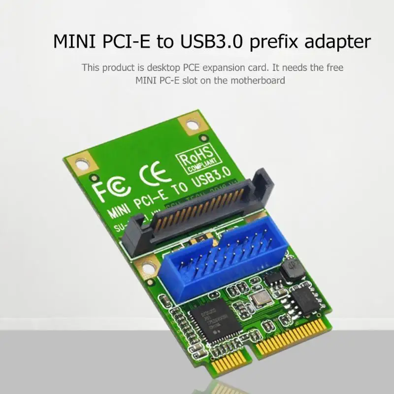 Mini PCI-E Express to USB 3.0 19Pin 20Pin Expansion Header Card SATA power-on interface for Desktop PC Mini PCI-E to USB Adapter