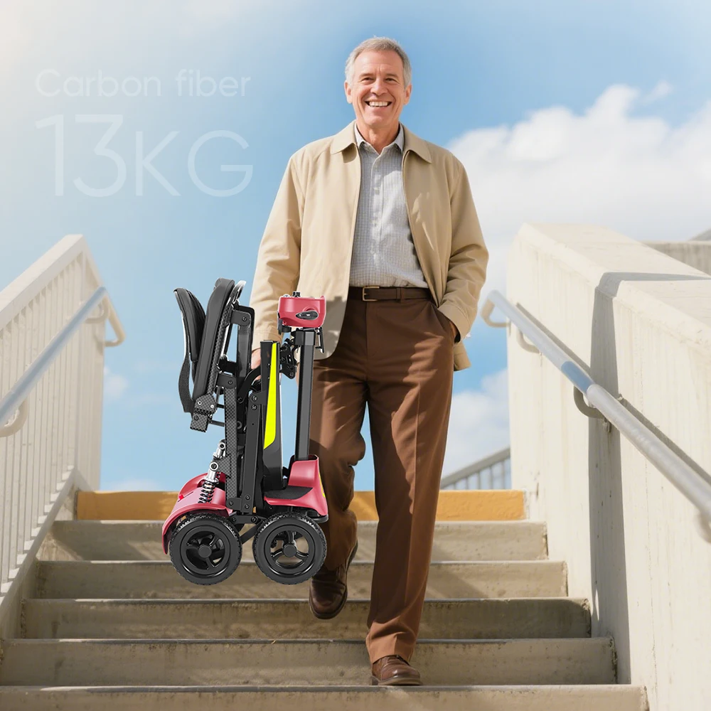 Perfcare Quick Collapse Compact Foldable E Scooter Super Light Weight All Terrain 4 Wheel Mobility Scooter for Senior Travel