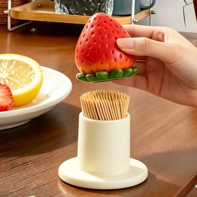 Creative Cactus, Strawberry, Watermelon Toast Shaped Toothpick Bucket, Home Living Room Dining Table Decor Dental Floss Box, 1Pc view 5