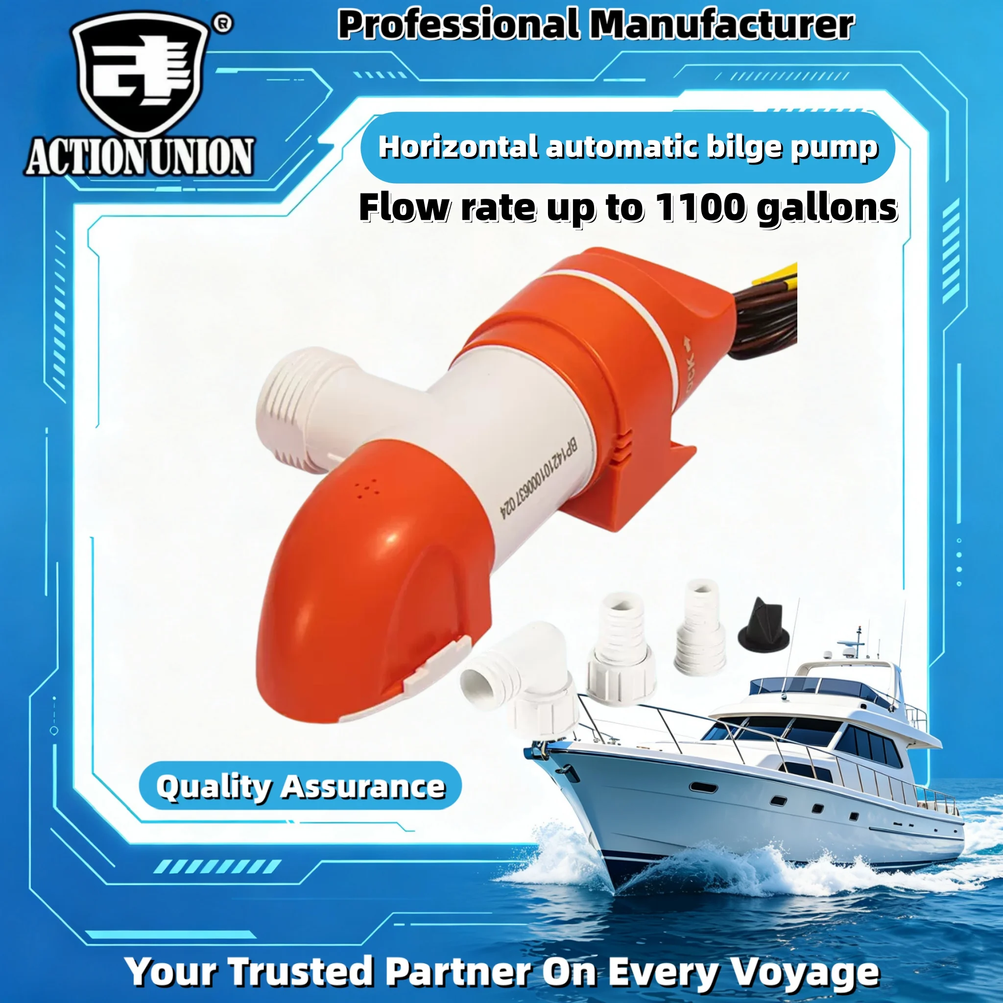 

Marine water pump, yacht,speedboat,narrow-type,horizontal,automatic,bilge pump,suction pump,automatic sensing,drainage,DC 12V24V