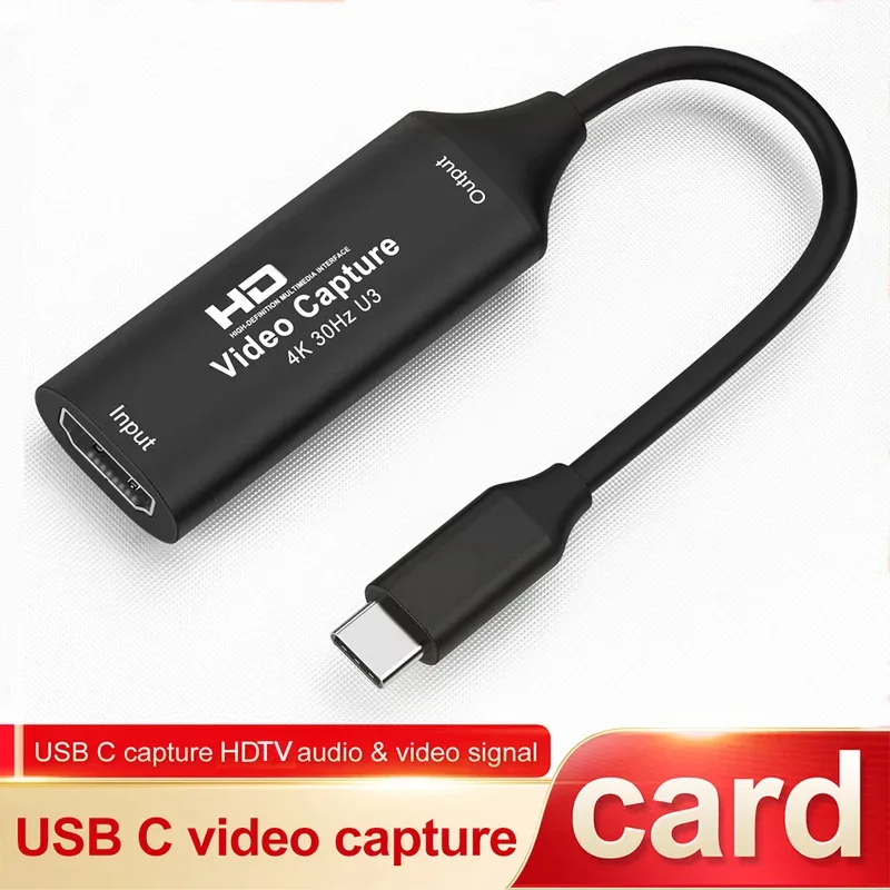 

Карта видеозахвата USB 3.0, 4K HDMI-совместимая с Type-C 3.0, игровой захват, запись для Switch Xbox PS5/4, прямая трансляция, портативный ПК
