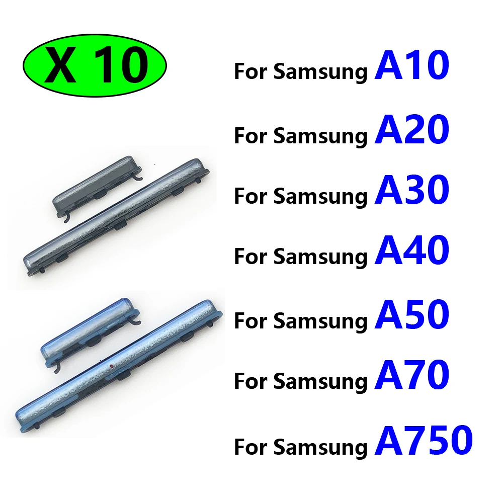 10Pcs/Lot, Power Button+ Volume Side Button Key For Samsung A10 A105F A20 A205F A30 A305F A40 A50 A70 A7 2018 A750