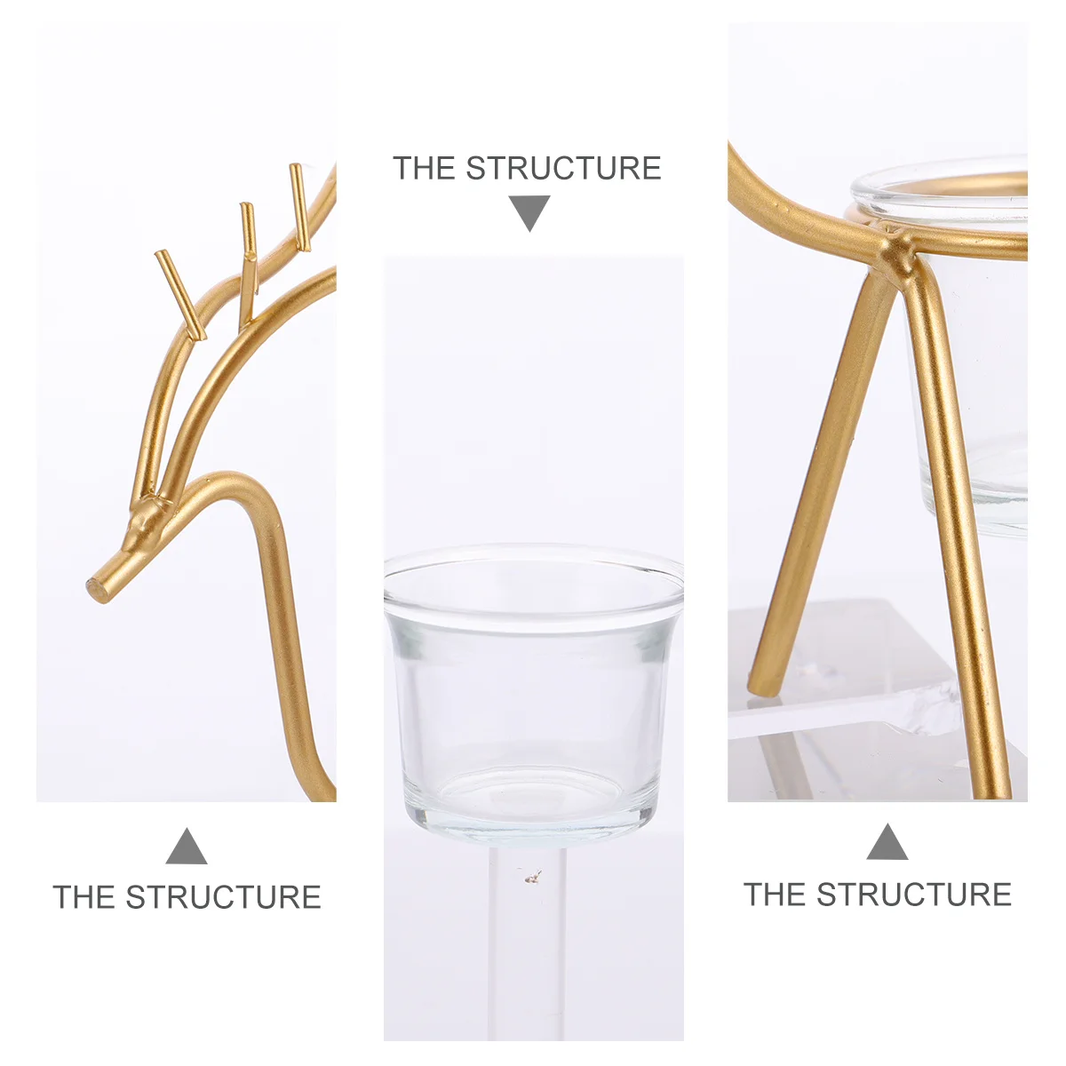 

2Pcs Nordic Style Deer Head Holder Iron Glass Vintage Rack Home Decor Candlestick Holder Candlestick Holders