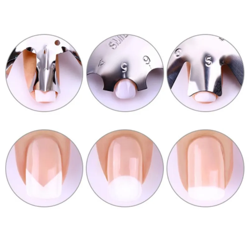 1Pc Easy French Smile Cut V Line Nail Template Staniless Steel Edge Trimmer Manicure Stencil Tool French Tip Cutters Plate Model