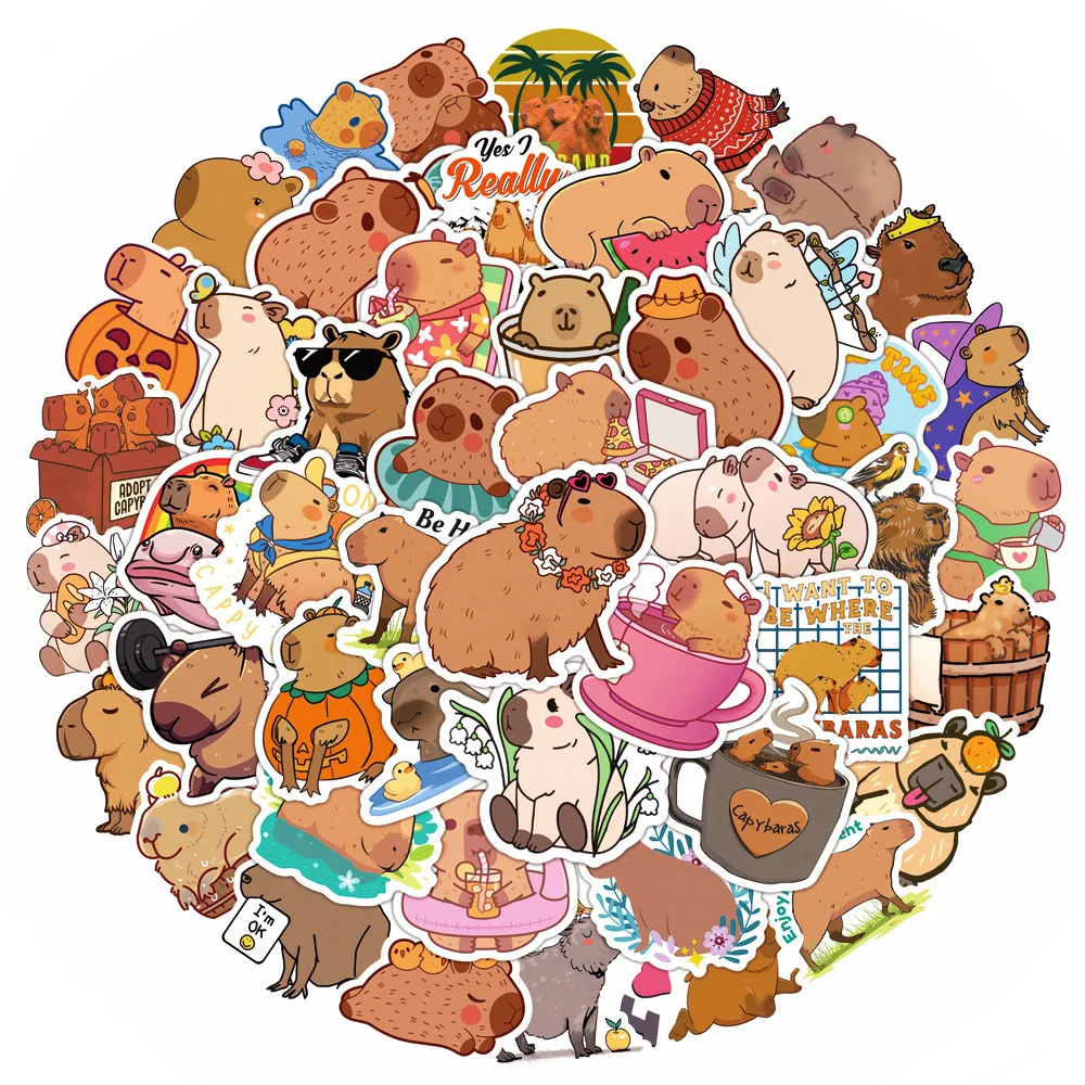 10/50pcs Cute Cartoon Capybara Graffiti Stickers DIY Scrapbook Guitar Notebook Phone Luggage Car Waterproof Sticker Toy