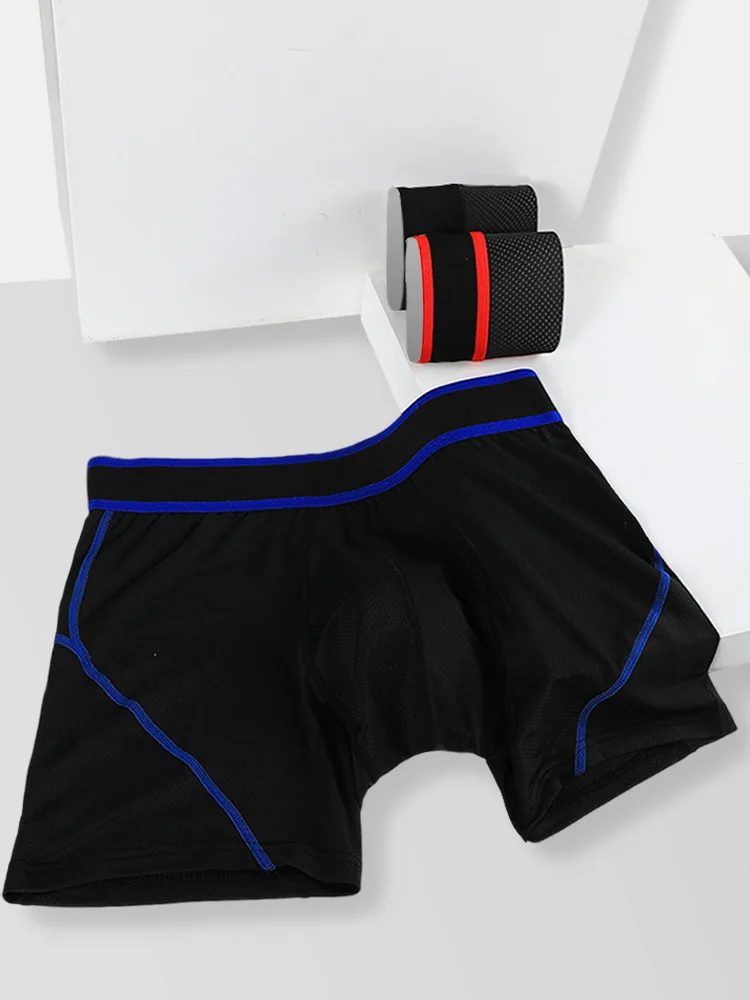

Bullet-Type Separated Sports Underwear for Men in Summer Thin Ice Silk Long Boys Running Extended Anti-Wear Leg Boxer Briefs