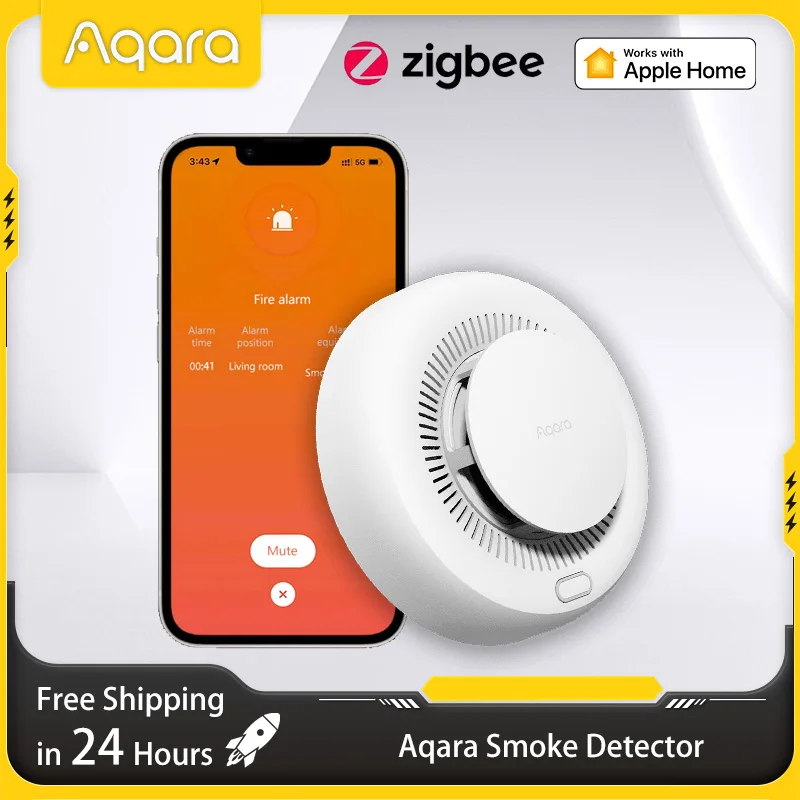 El más nuevo Detector de humo Aqara Zigbee 3,0, Sensor Detector de alarma de humo, detección de humo altamente sensible, funciona con Mi Home Homekit