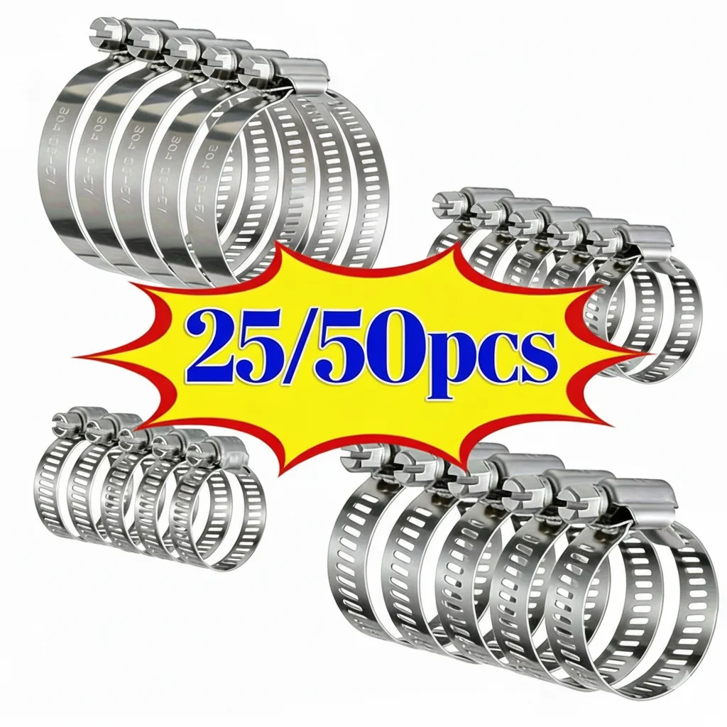 

Hose Clips Pipe Clamps 6mm-29mm Stainless Steel Hoop Clamp Hose Tong Stainless Steel Set Automotive Pipes Clip Fixed Tools