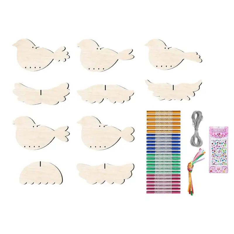 Wind Chime Kit Wooden DIY Crafts Art Activities Birthday Decoration Wind Chimes Set Children's DIY Coloring Crafts Home Decor