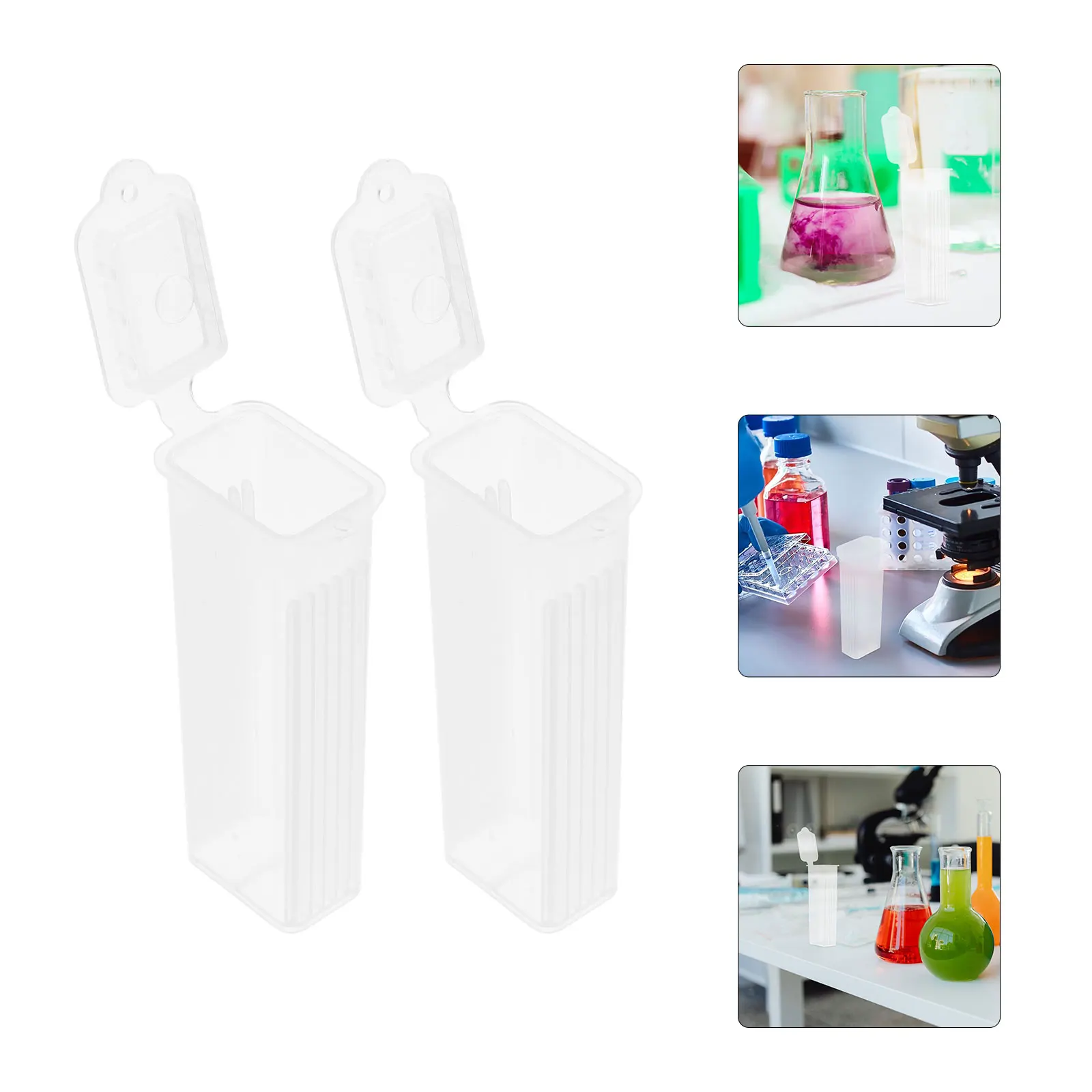 

10pcs Slide Storage Box Plastic Microscope Slides Holder Transparent Lid Laboratory Specimen Jar Efficient