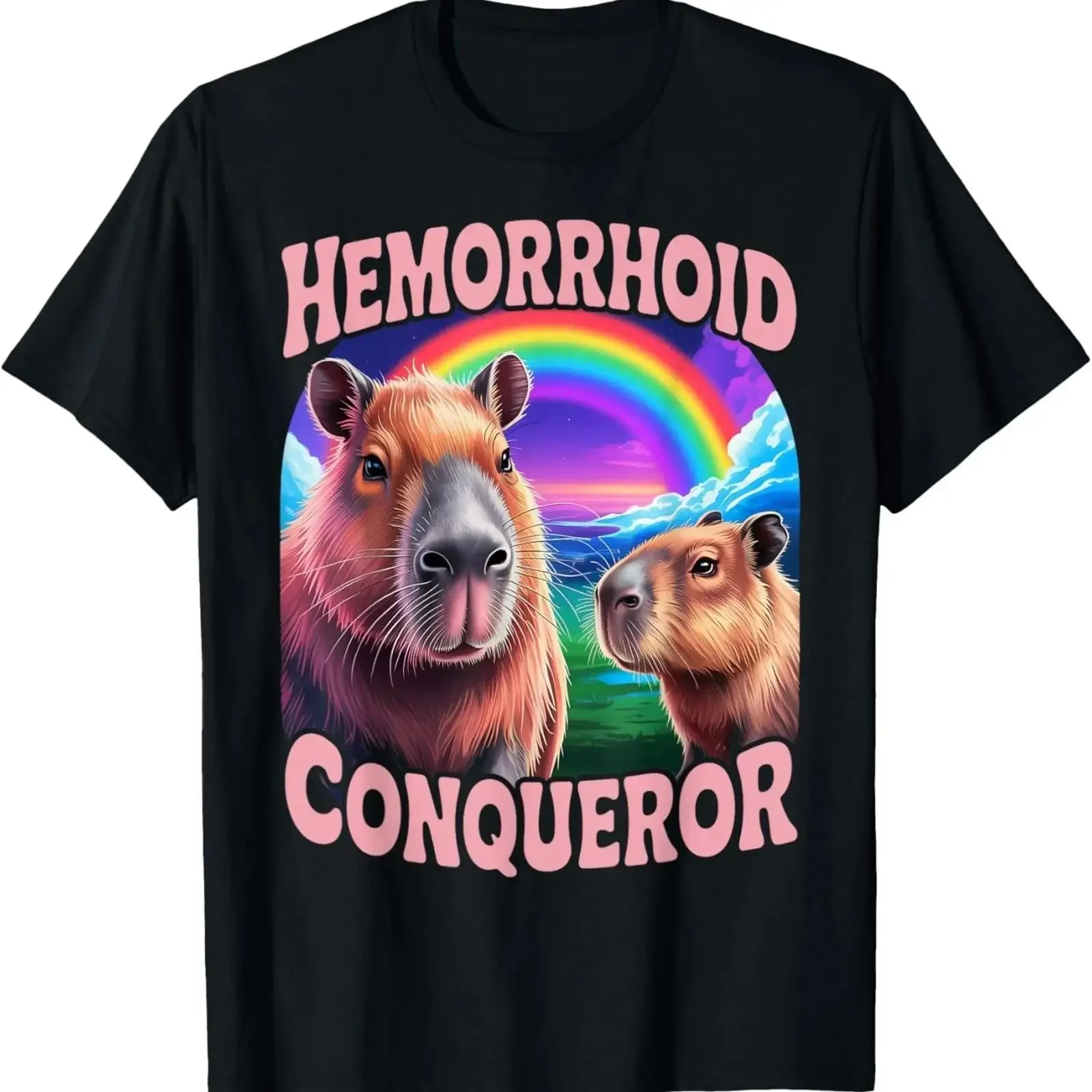 T-shirt humoristique unisexe vintage « Capybara, le vainqueur des hémorroïdes » – Streetwear polyvalent et tendance