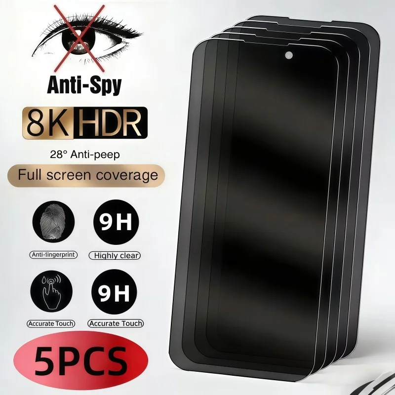 5er-Pack Blickschutzfolie für iPhone 17 16 15 14 13 12 11 Pro Max 12 13 Mini 14 15 16 Plus 17Air XR Anti-Spy