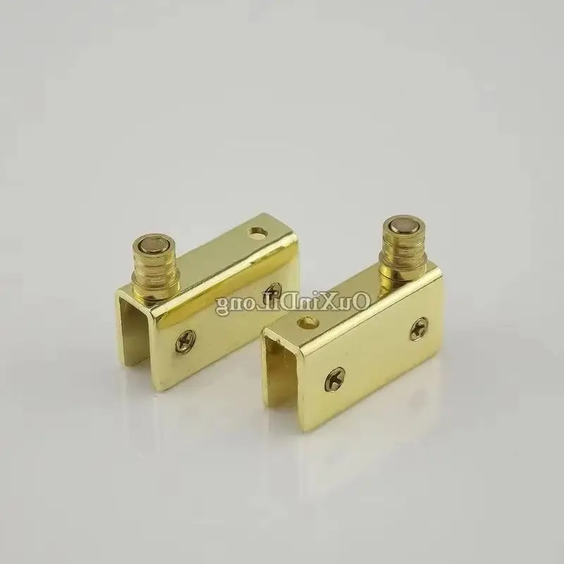 New 4Pairs Stainless Steel Gold Glass Cabinet Hinges Shopping Mall Showcase Display Cabinet Door Pivot Hinges for 5~8mm Glass