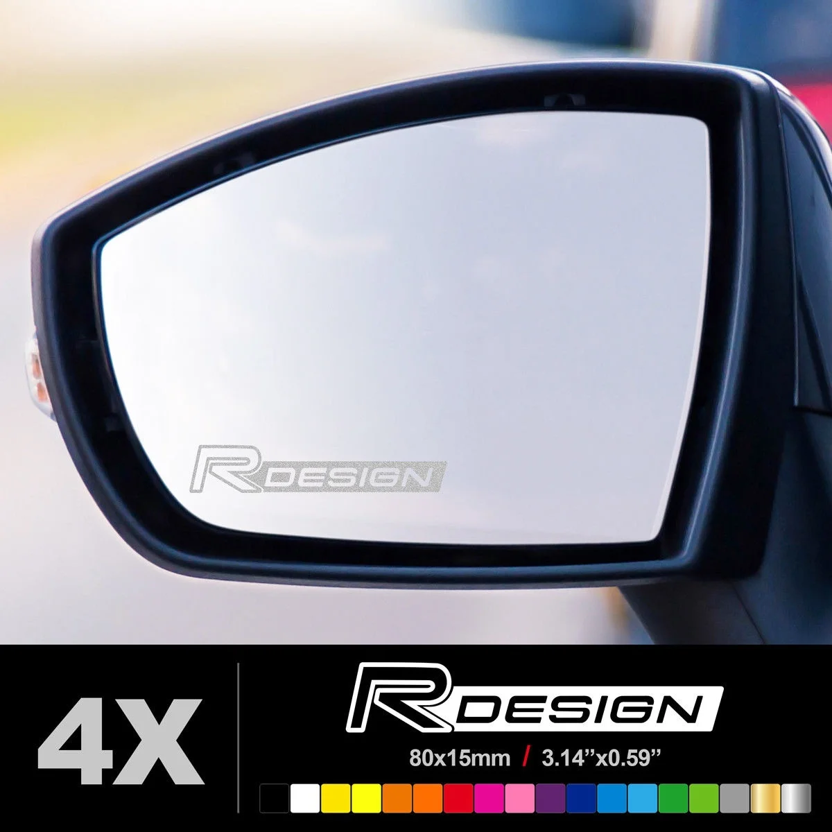 For (4Pcs) VOLVO R DESIGN Wing Mirror Glass Frosted Etched Car Vinyl Decal Stickers