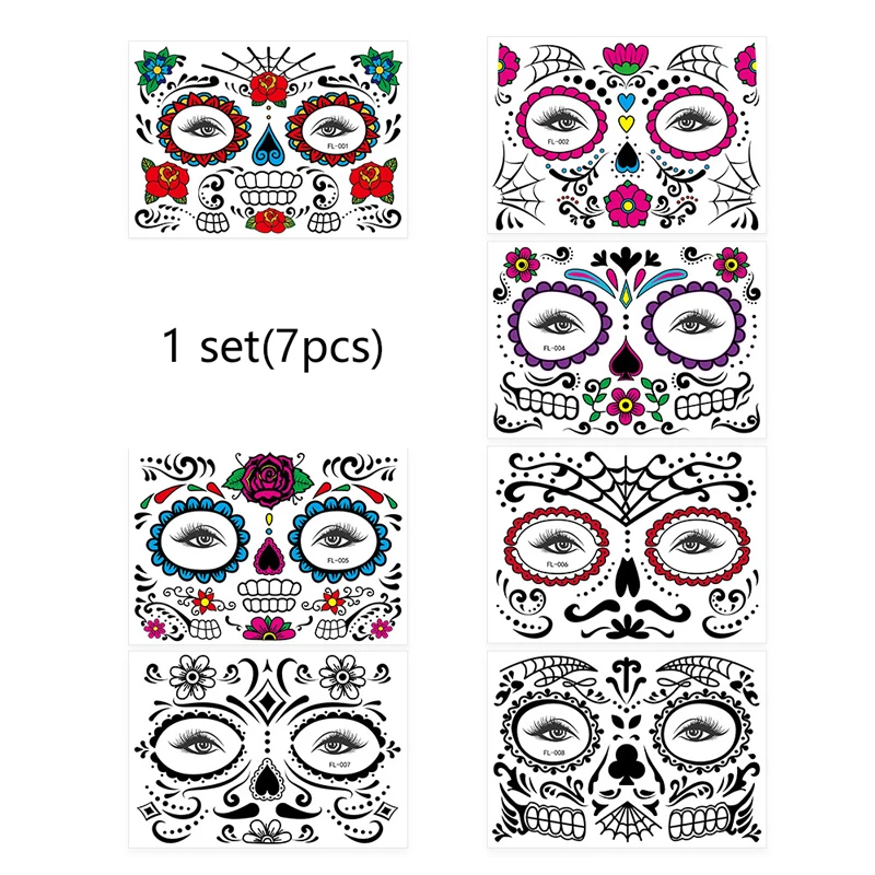 Face Festival Tattoo Costume Party Stickers Halloween Waterproof Temporary Tattoo Stickers Makeup Body Dress Up Decoration