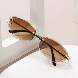 Modieuze heren frameloze zonnebril Multi-color high-end metalen dames neutrale stijl straatzonnebril Uv400