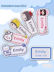 Custom Name Sticker Cartoon Pattern For Kids Student Uniforms Sewn On Children's Clothes Bag Towel Waterproof Cotton Name Label